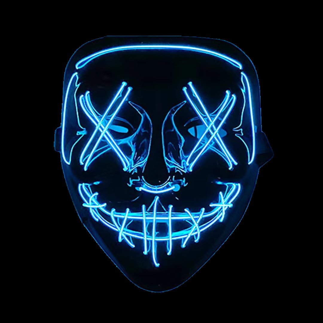 Spooky Halloween mask with glowing LED lights, featuring a creepy design perfect for parties, haunted houses, and cosplay. Ideal for enhancing any Halloween costume with an eerie glow.