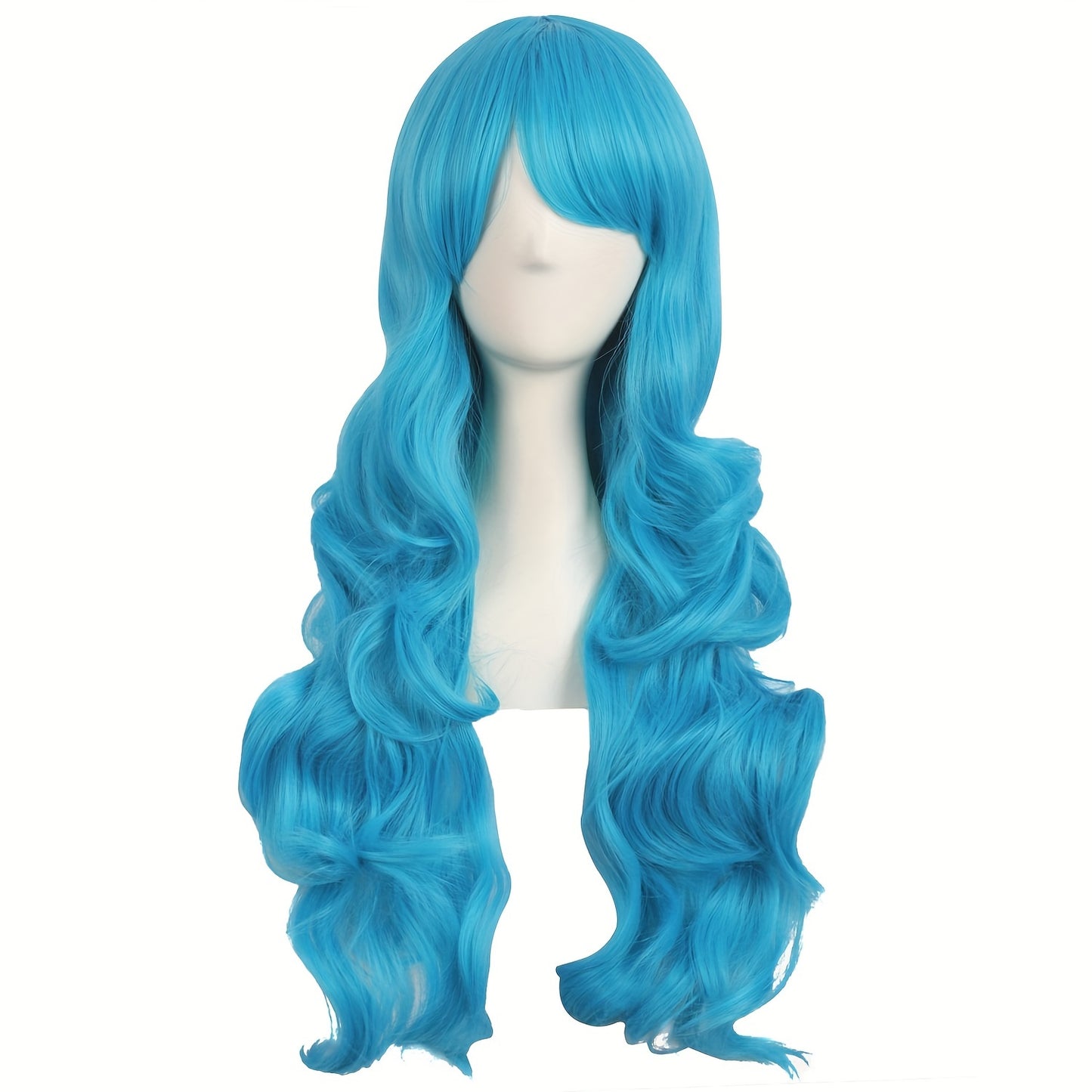 28-Inch Long Curly Synthetic Wig with Side Bangs | High-Temperature Fiber for Parties & Festivals