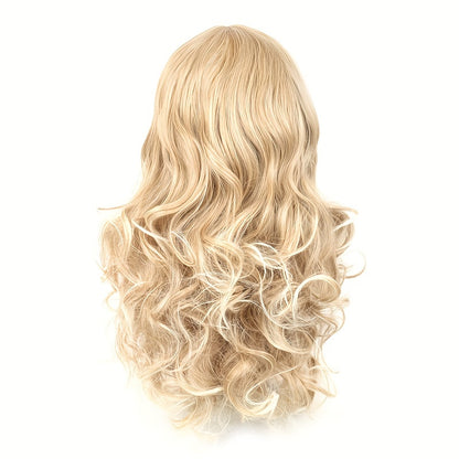 Long Curly Wavy Synthetic Wig with Bangs | Heat-Resistant, Adjustable Fit for Halloween & Cosplay