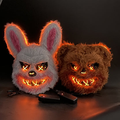 Luminous LED Halloween Mask | Funky Bloody Rabbit & Bear Design for Men, Perfect Horror Gift