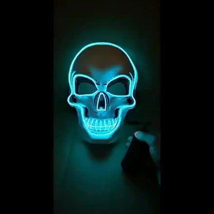 PVC Glowing Halloween Mask | EL Wire LED Light-Up Mask with 3 Modes, Perfect for Halloween Parties