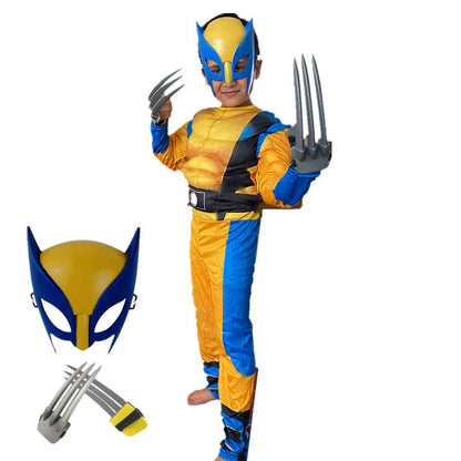 Kids Wolverine Cosplay Costume | Superhero Jumpsuit & Mask for Halloween & Christmas