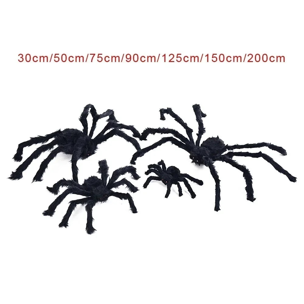 Giant Black Plush Spider Decoration | Halloween Haunted House Prop | Indoor & Outdoor Decor (30cm-200cm)