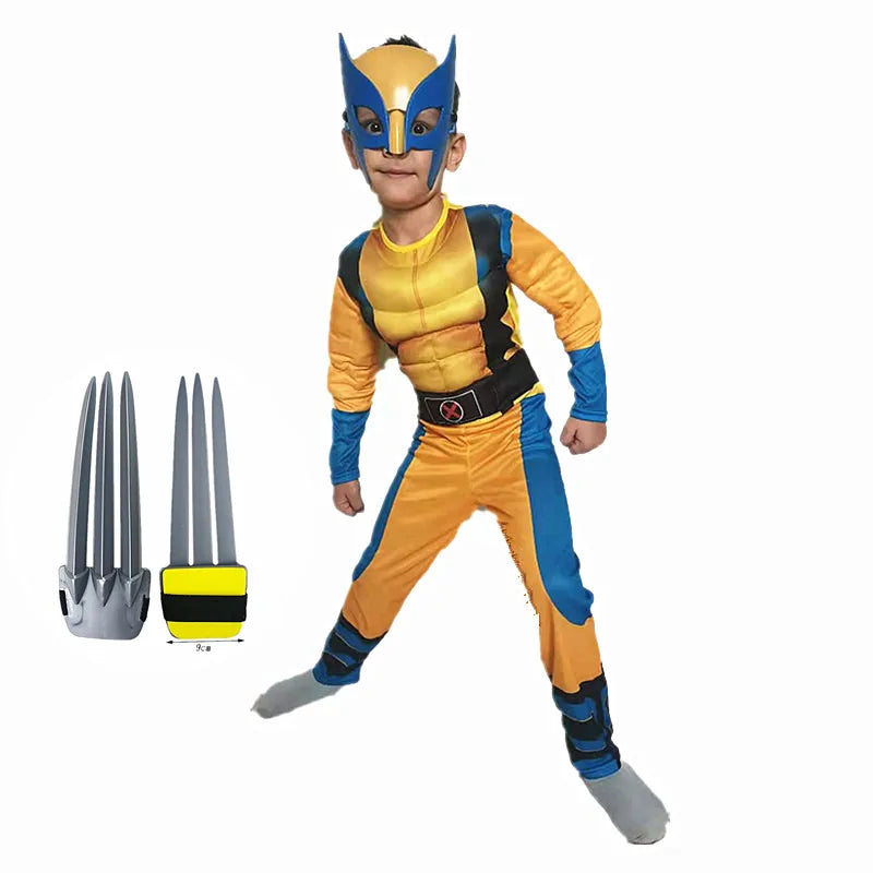 Kids Wolverine Cosplay Costume | Superhero Jumpsuit & Mask for Halloween & Christmas