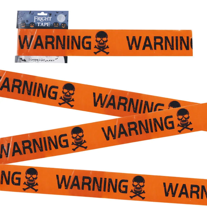 1PC Halloween Skull Head Warning Tape | Spooky Window Prop & Witch Balloons Decoration