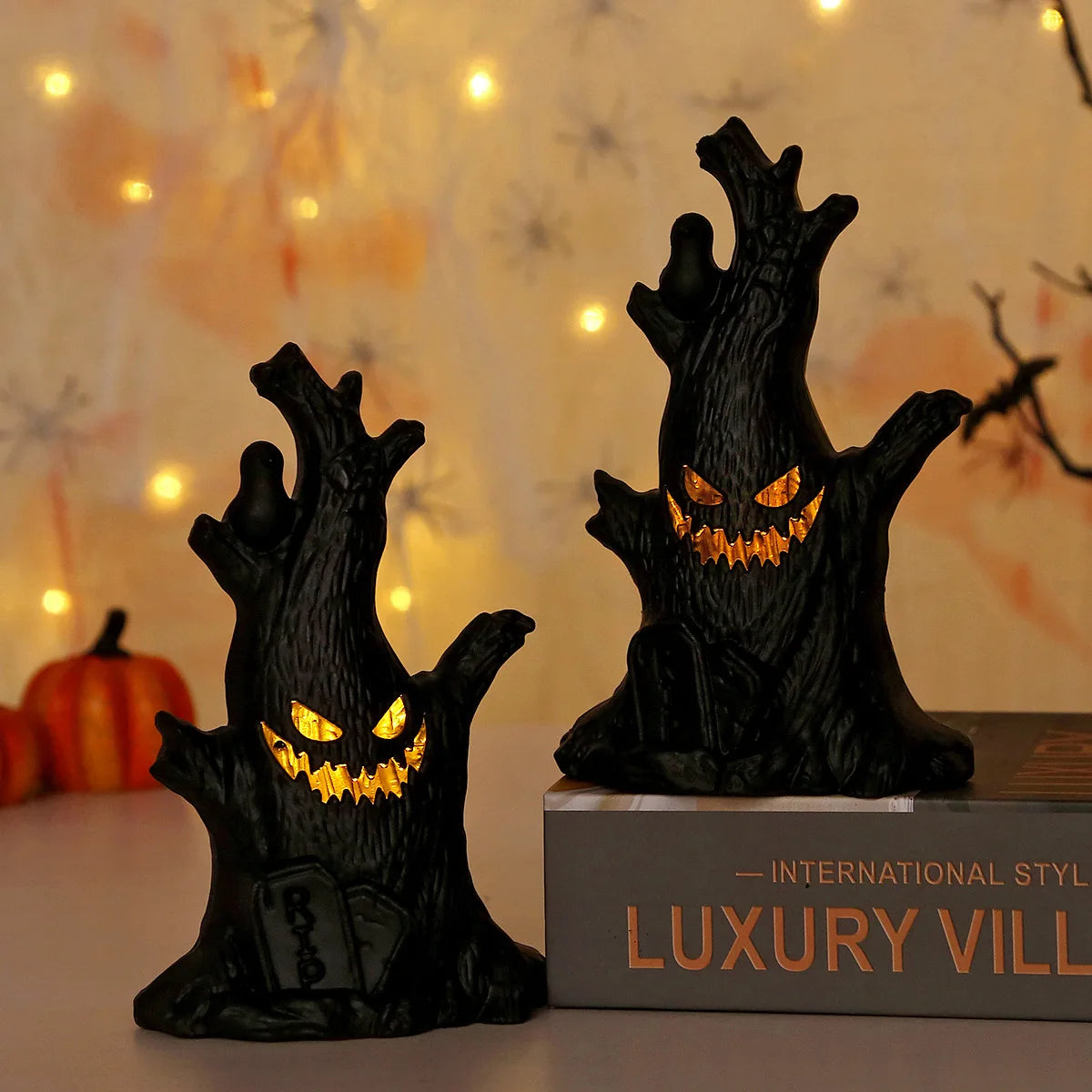 Halloween Ghost Tree LED Glow Lights | Spooky Home Decoration & Party Supplies