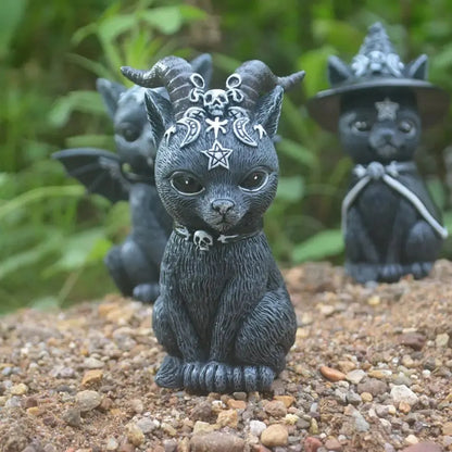 Halloween Witch & Black Cat Resin Decorations | Outdoor Garden Statue & Magic Ambiance Design