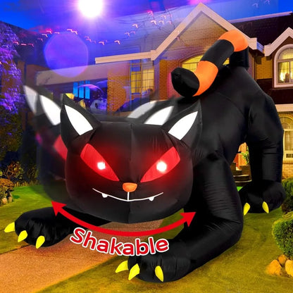 Halloween Inflatable Black Cat | 1.8m LED Ghost Light Yard Decoration for Indoor & Outdoor Fun