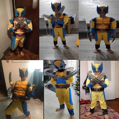 Kids Wolverine Cosplay Costume | Superhero Jumpsuit & Mask for Halloween & Christmas