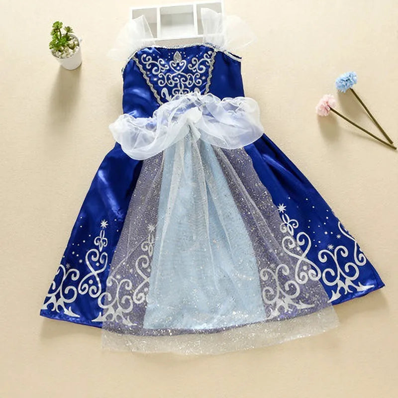 Girls Princess Halloween Costume | Cinderella, Snow White, Aurora & Rapunzel Party Dress for Kids