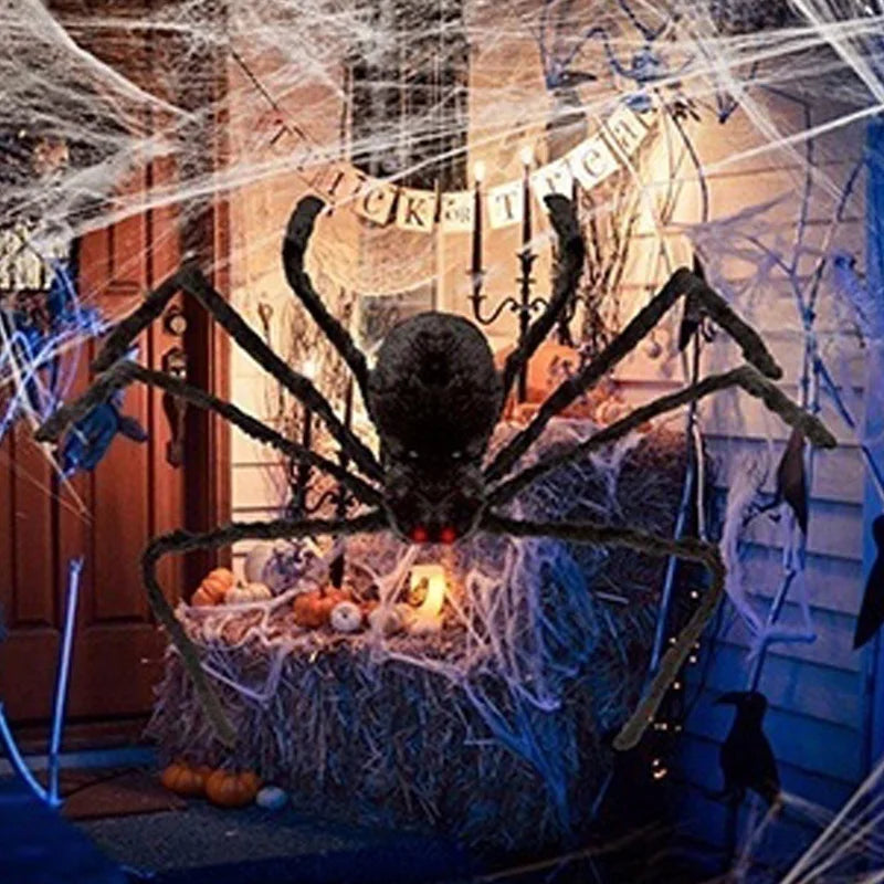 Halloween Big Plush Spider | Outdoor Party Decoration & Scary Prank Prop