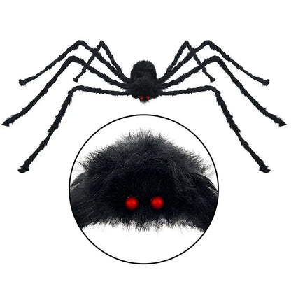 Giant Black Plush Spider Decoration | Halloween Haunted House Prop | Indoor & Outdoor Decor (30cm-200cm)