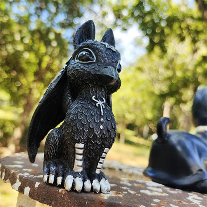 Halloween Black Dragon Snake Griffin Unicorn Figurine | Spooky Home & Desk Decor