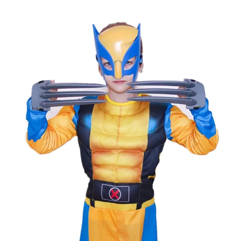 Kids Wolverine Cosplay Costume | Superhero Jumpsuit & Mask for Halloween & Christmas