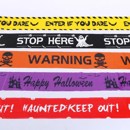 1PC Halloween Skull Head Warning Tape | Spooky Window Prop & Witch Balloons Decoration