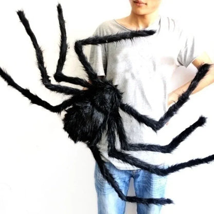 Giant Black Plush Spider Decoration | Halloween Haunted House Prop | Indoor & Outdoor Decor (30cm-200cm)