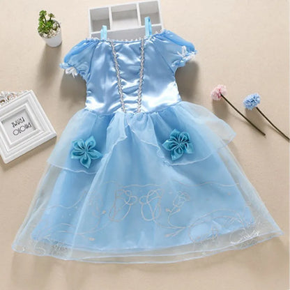 Girls Princess Halloween Costume | Cinderella, Snow White, Aurora & Rapunzel Party Dress for Kids