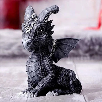 Halloween Black Dragon Snake Griffin Unicorn Figurine | Spooky Home & Desk Decor