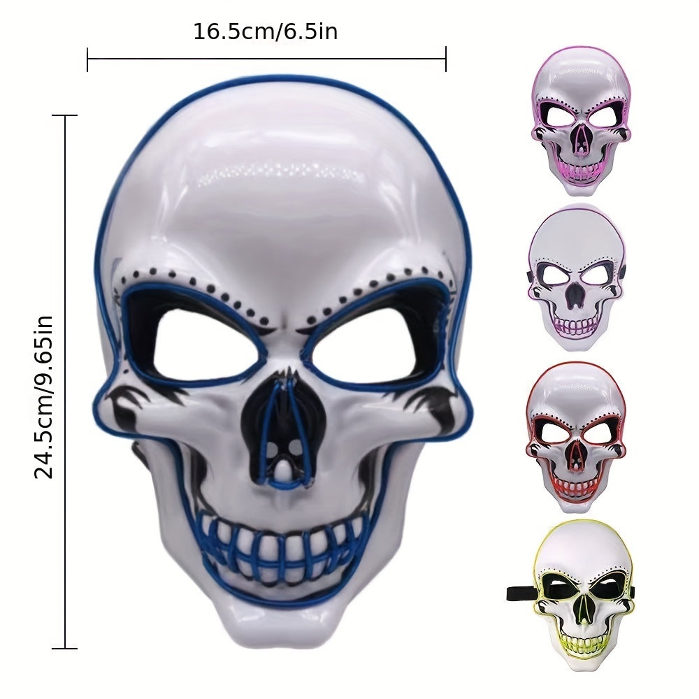 PVC Glowing Halloween Mask | EL Wire LED Light-Up Mask with 3 Modes, Perfect for Halloween Parties