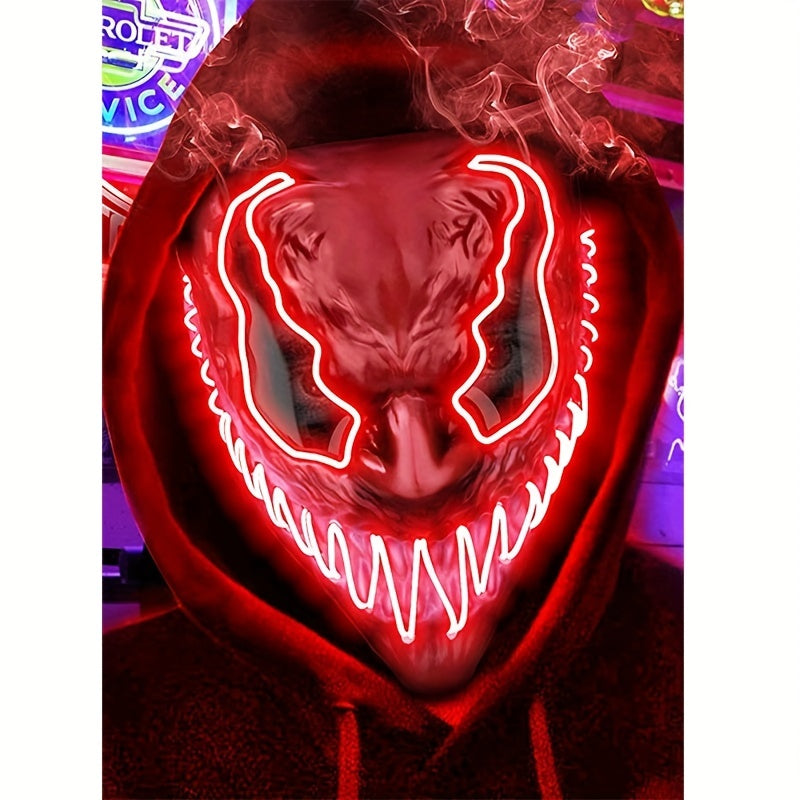 Venobat LED Light-Up Halloween Mask | Scary Neon Glow Mask for Men & Women, Plastic Material, Cool Costume Accessory