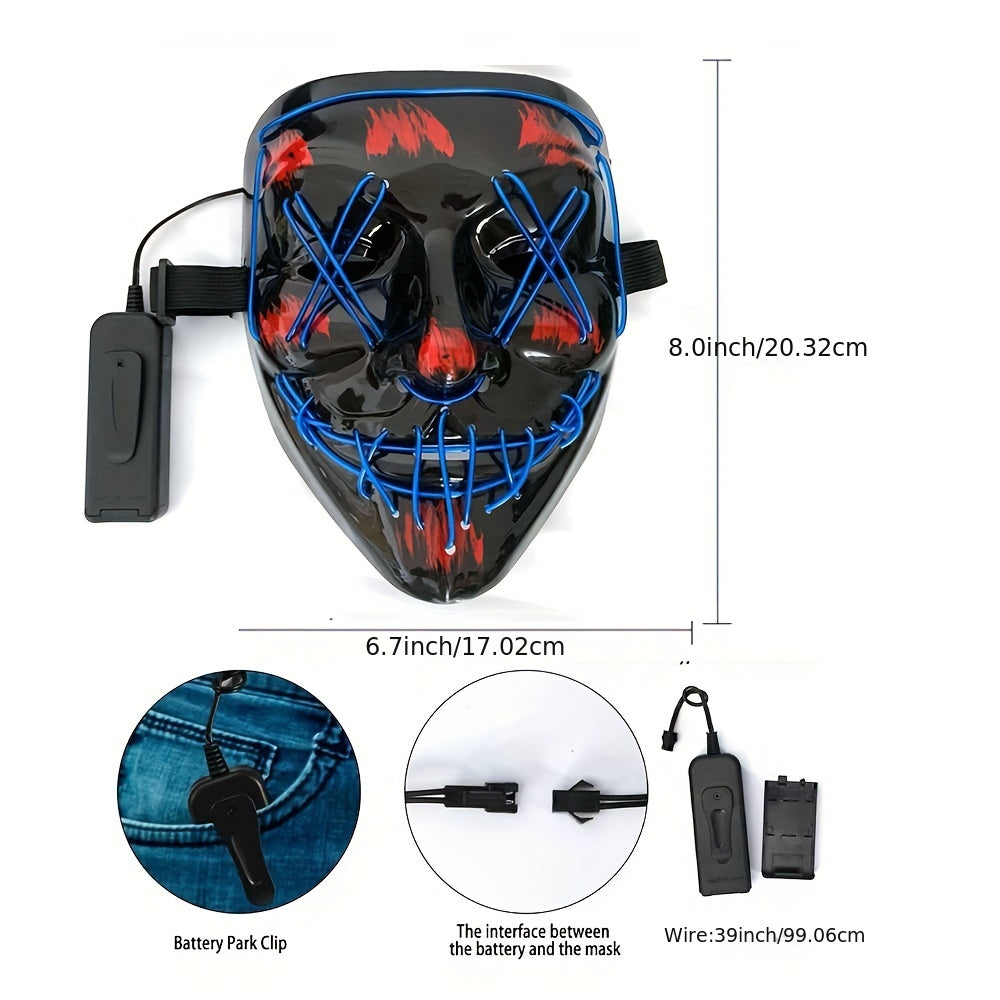 Polished LED Light Mask | Safe, Comfortable, with 3 Lighting Modes, for Halloween & Cosplay