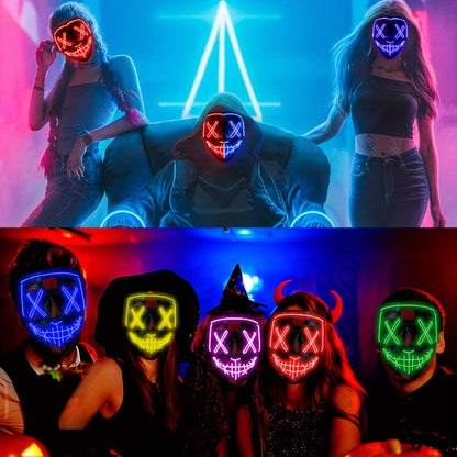 Polished LED Light Mask | Safe, Comfortable, with 3 Lighting Modes, for Halloween & Cosplay