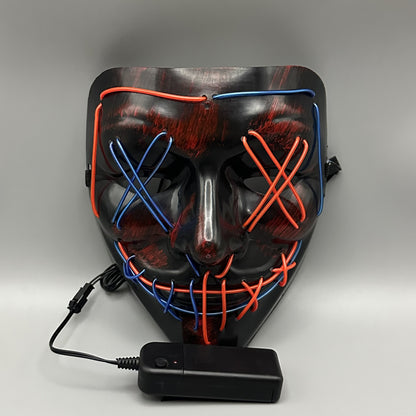 Cyberpunk LED Clown Mask | Color Block Y2K Full Face Prank Prop for Halloween, Rave, & Stage Performance